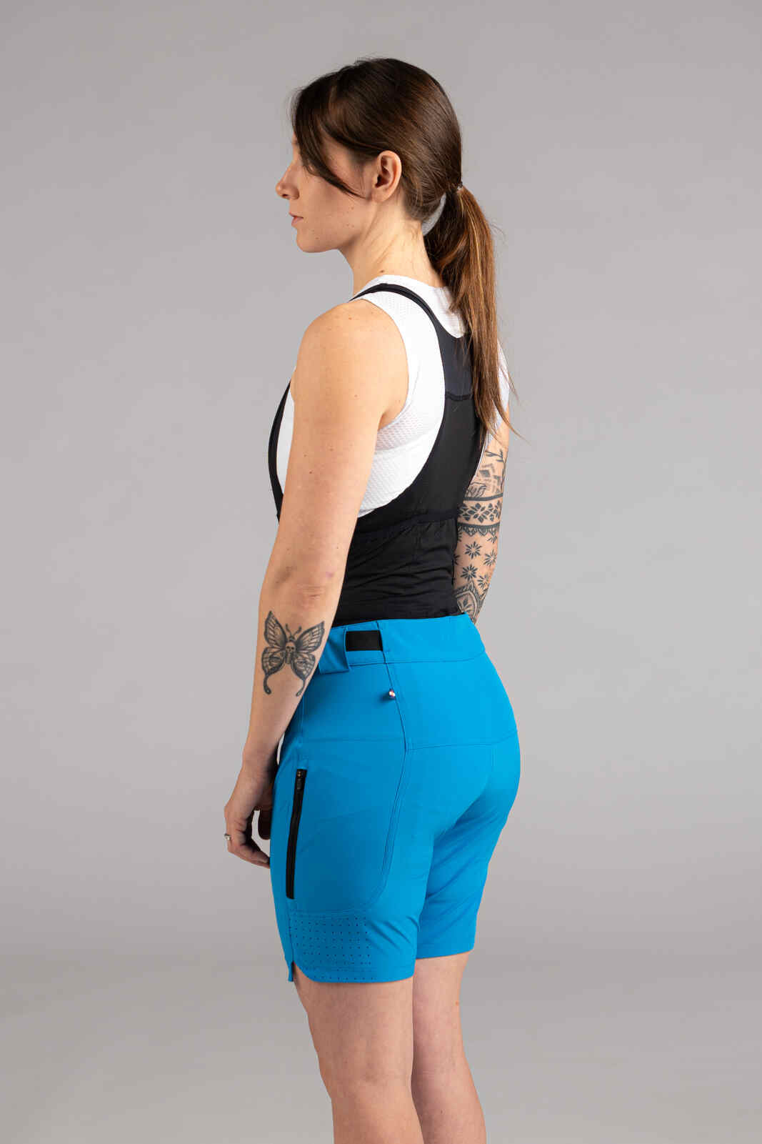 Women's Blue MTB Shorts - Back Side View