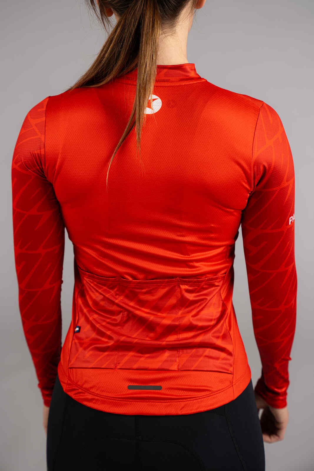 Women's Aero Long Sleeve Red Cycling Jersey - Back Pockets