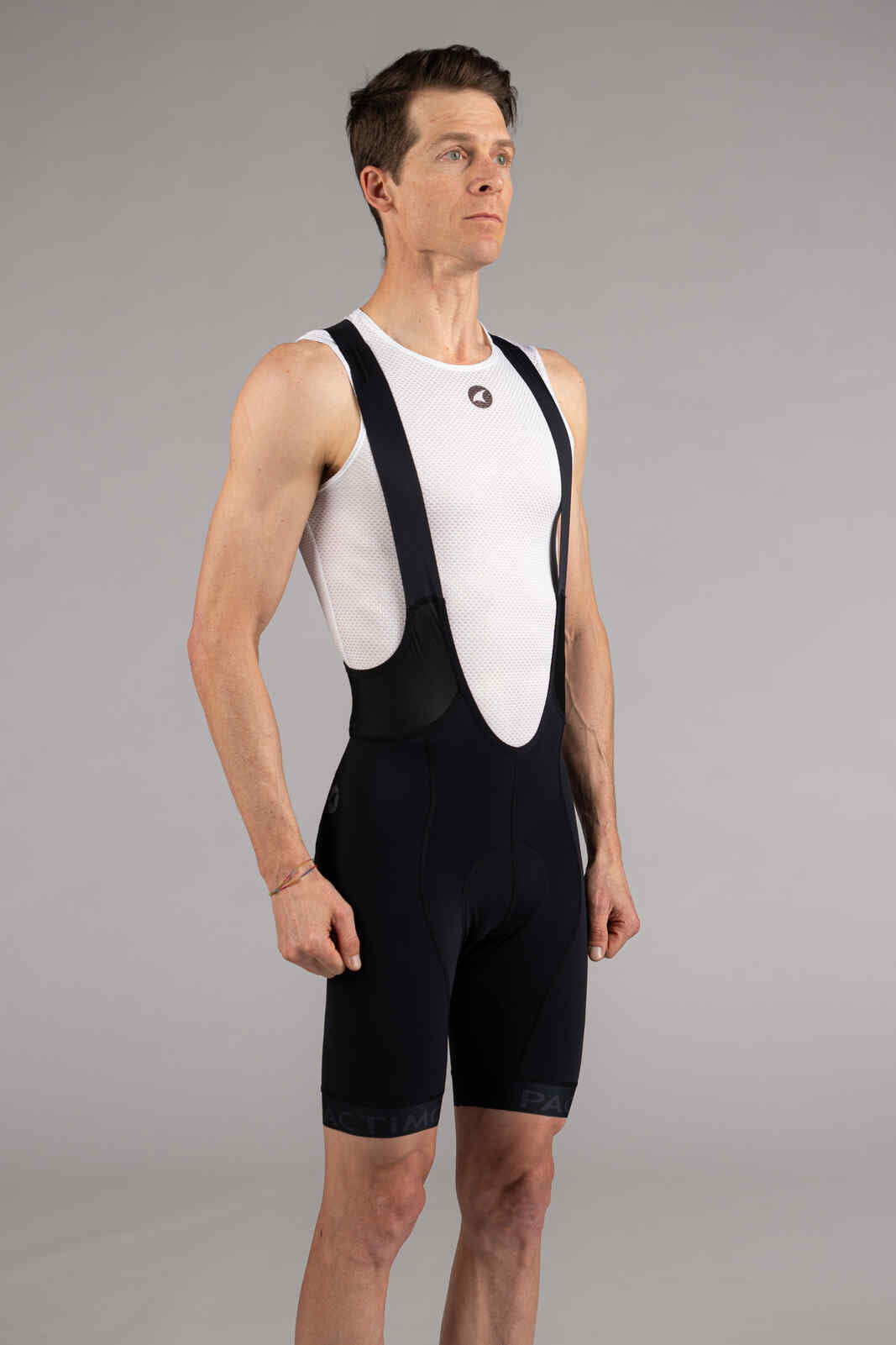 Men's Black Cycling Bibs - Ascent Vector Front View