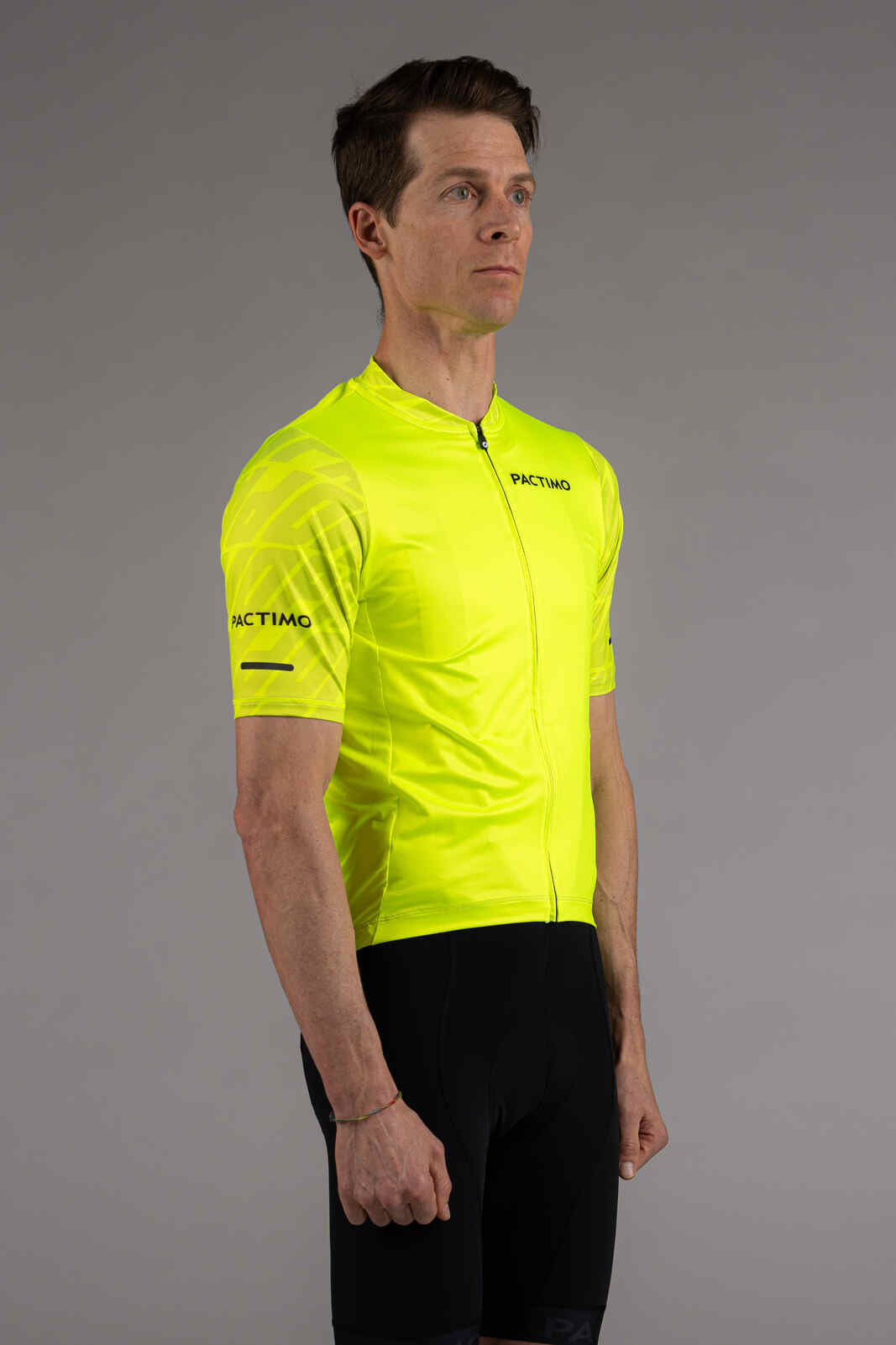 Men's High-Viz Yellow Ascent Cycling Jersey - Front View