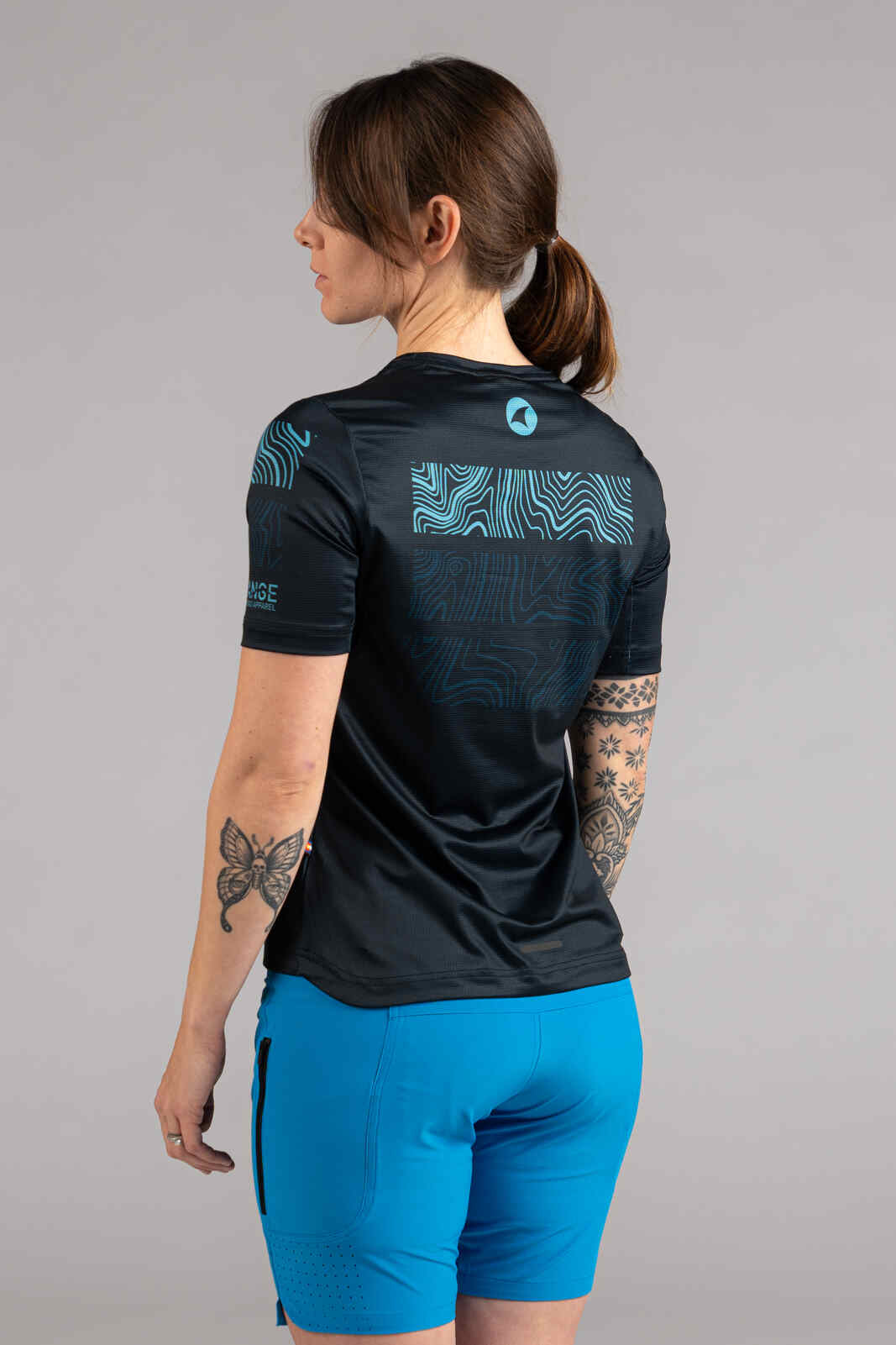 Women's Navy Blue Mountain Bike Jersey - Back View