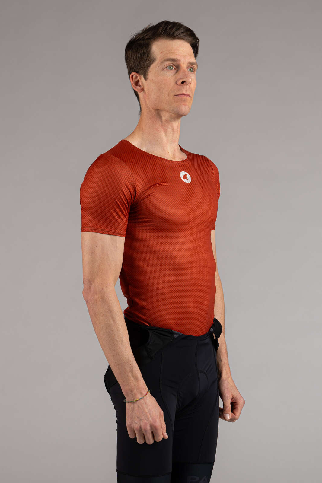 Men's Burnt Orange Mesh Cycling Base Layer - Front View