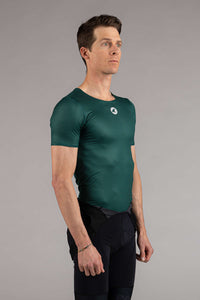 Men's Dark Green Mesh Cycling Base Layer - Front View