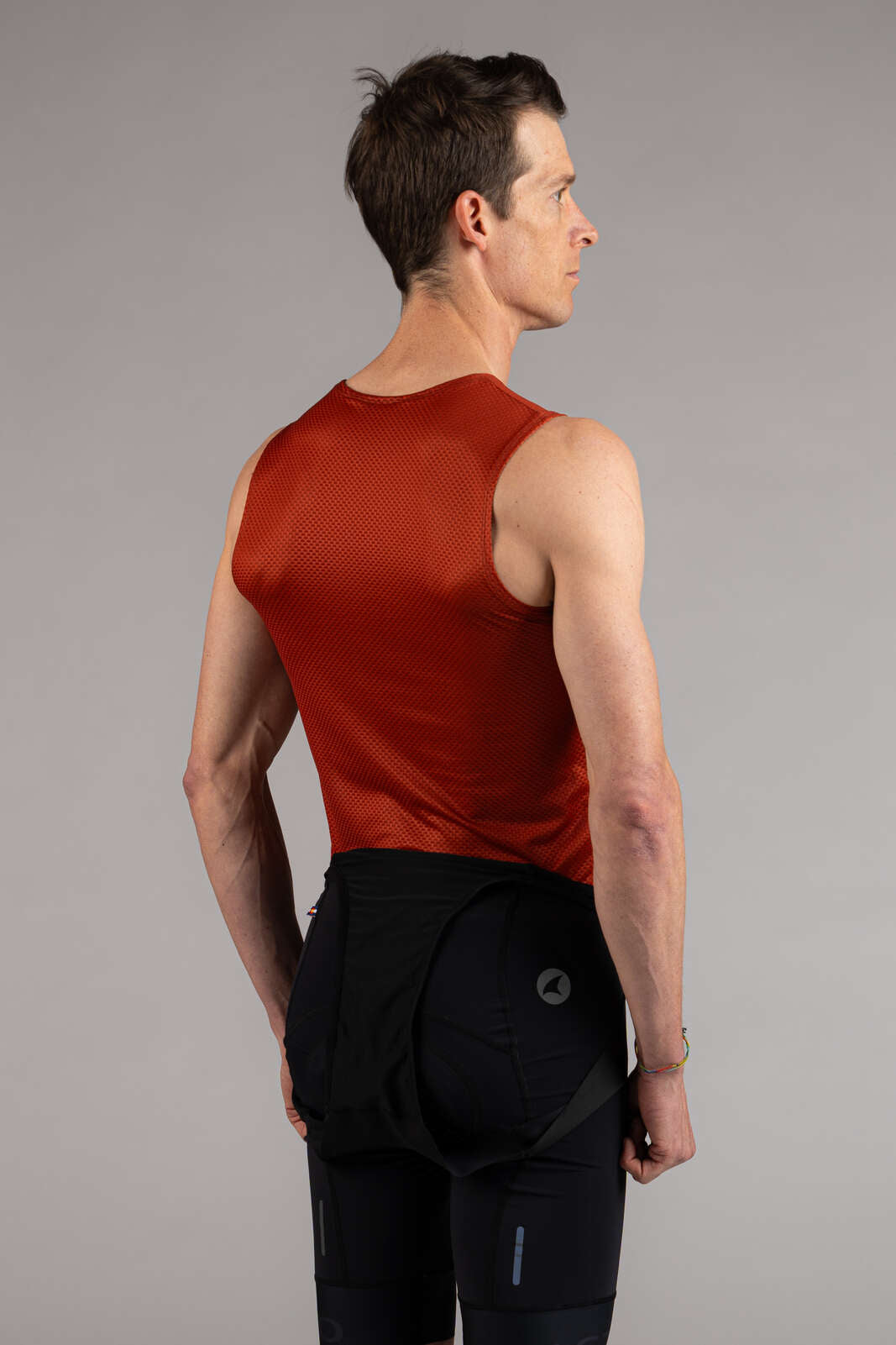 Men's Burnt Orange Sleeveless Cycling Base Layer - Back View