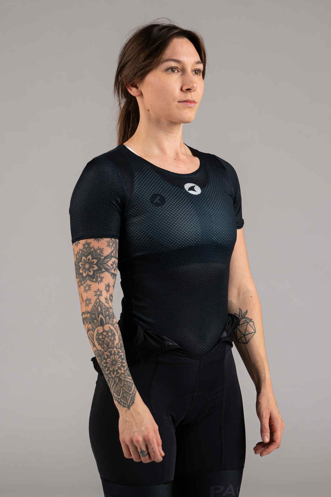 Women's Navy Blue Mesh Cycling Base Layer - Front View