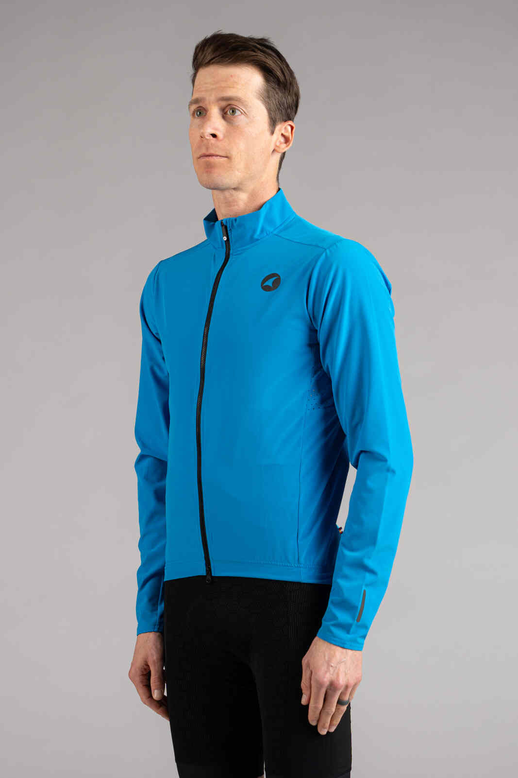 Men's Lightweight Blue Summit Shell Cycling Jacket - Front View