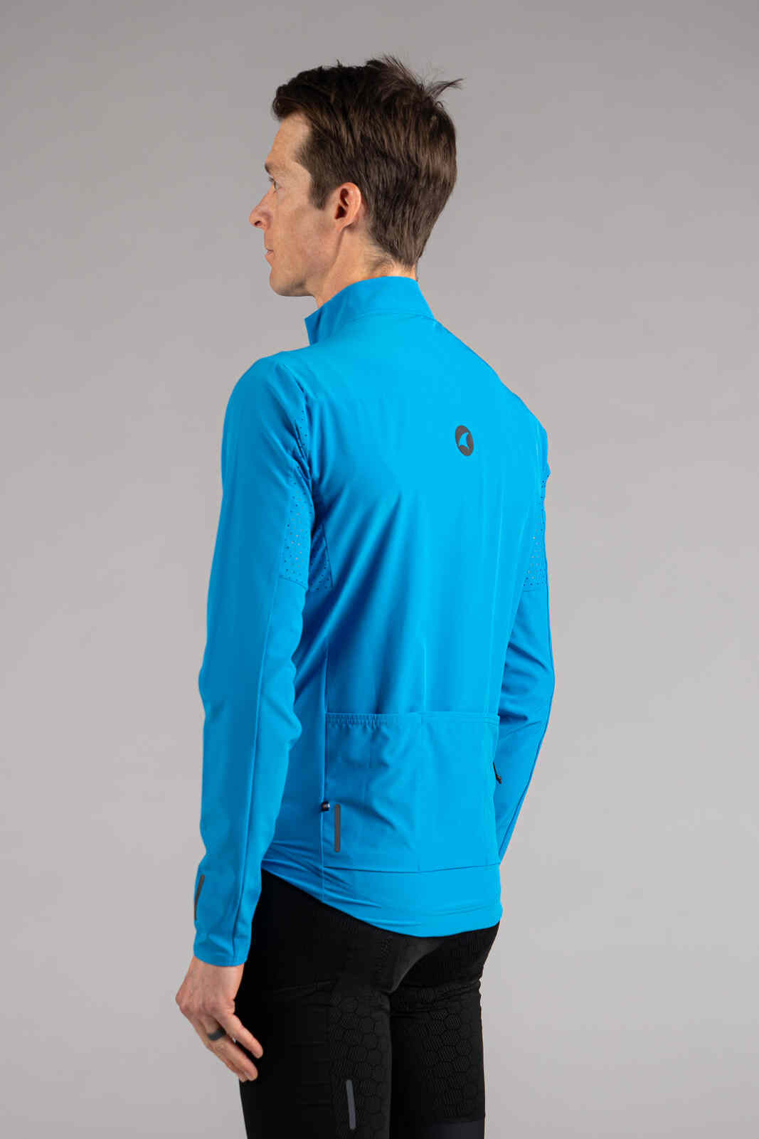 Men's Lightweight Blue Summit Shell Cycling Jacket - Back View
