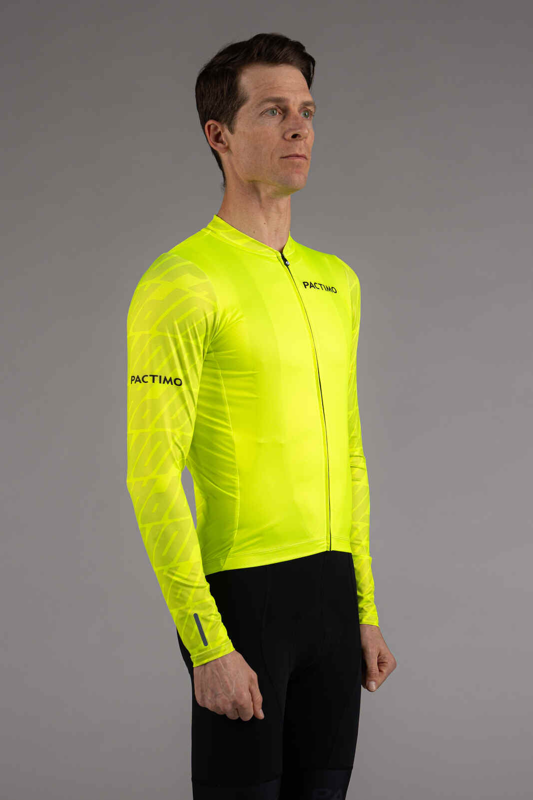 Men's High-Viz Yellow Aero Long Sleeve Cycling Jersey - Front View
