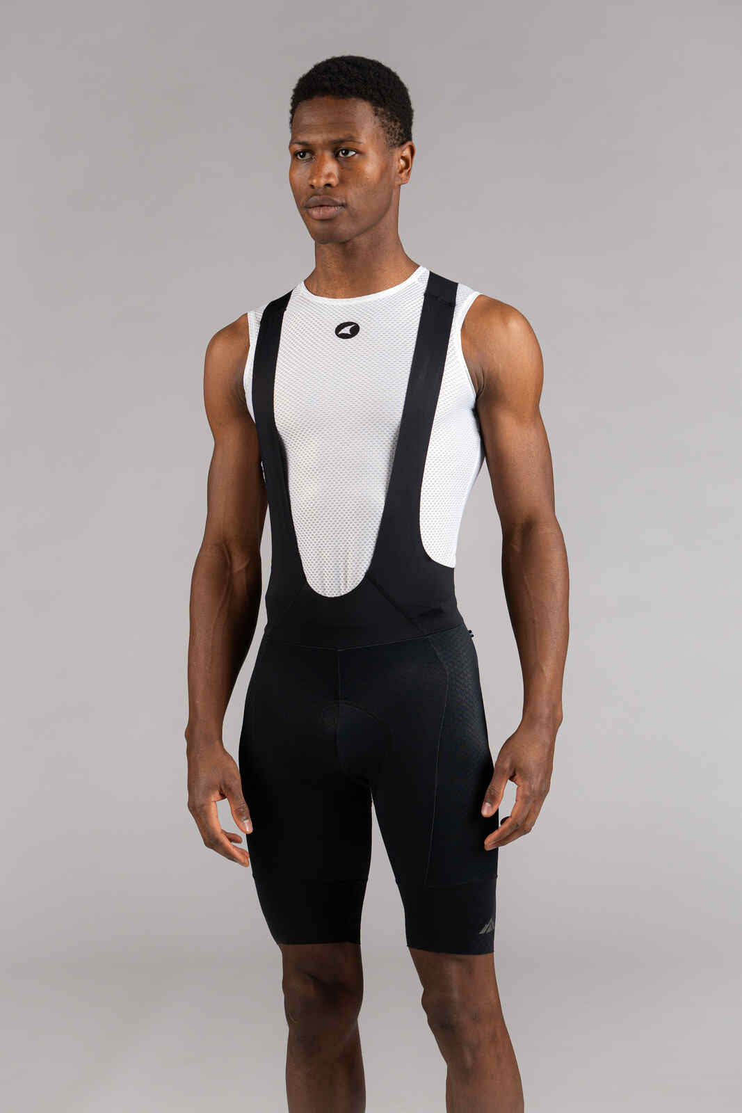 Men's Black Long Length Cycling Bib Shorts - Summit Raptor Front View