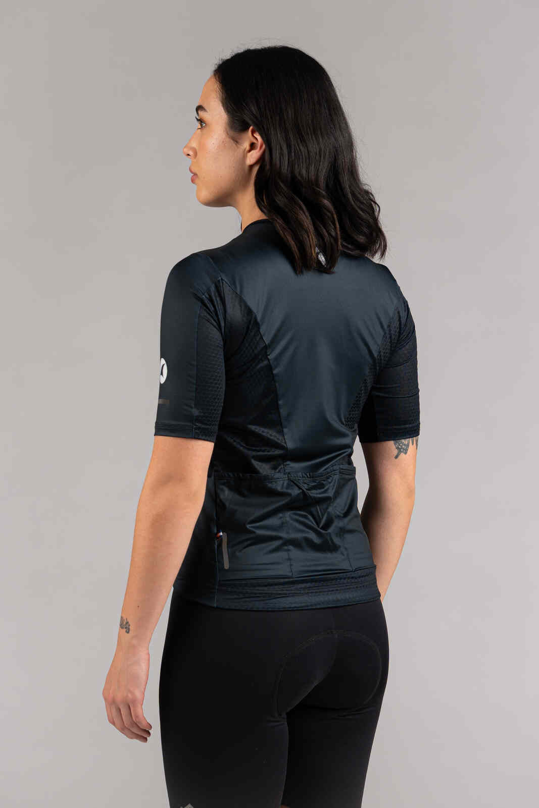Women's Navy Blue Summit Loose-Fit Cycling Jersey - Back View