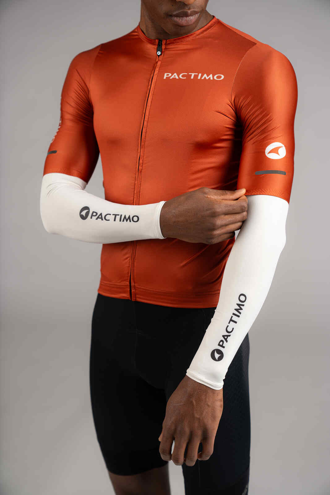 White Cycling Sun Sleeves under Jersey Sleeve