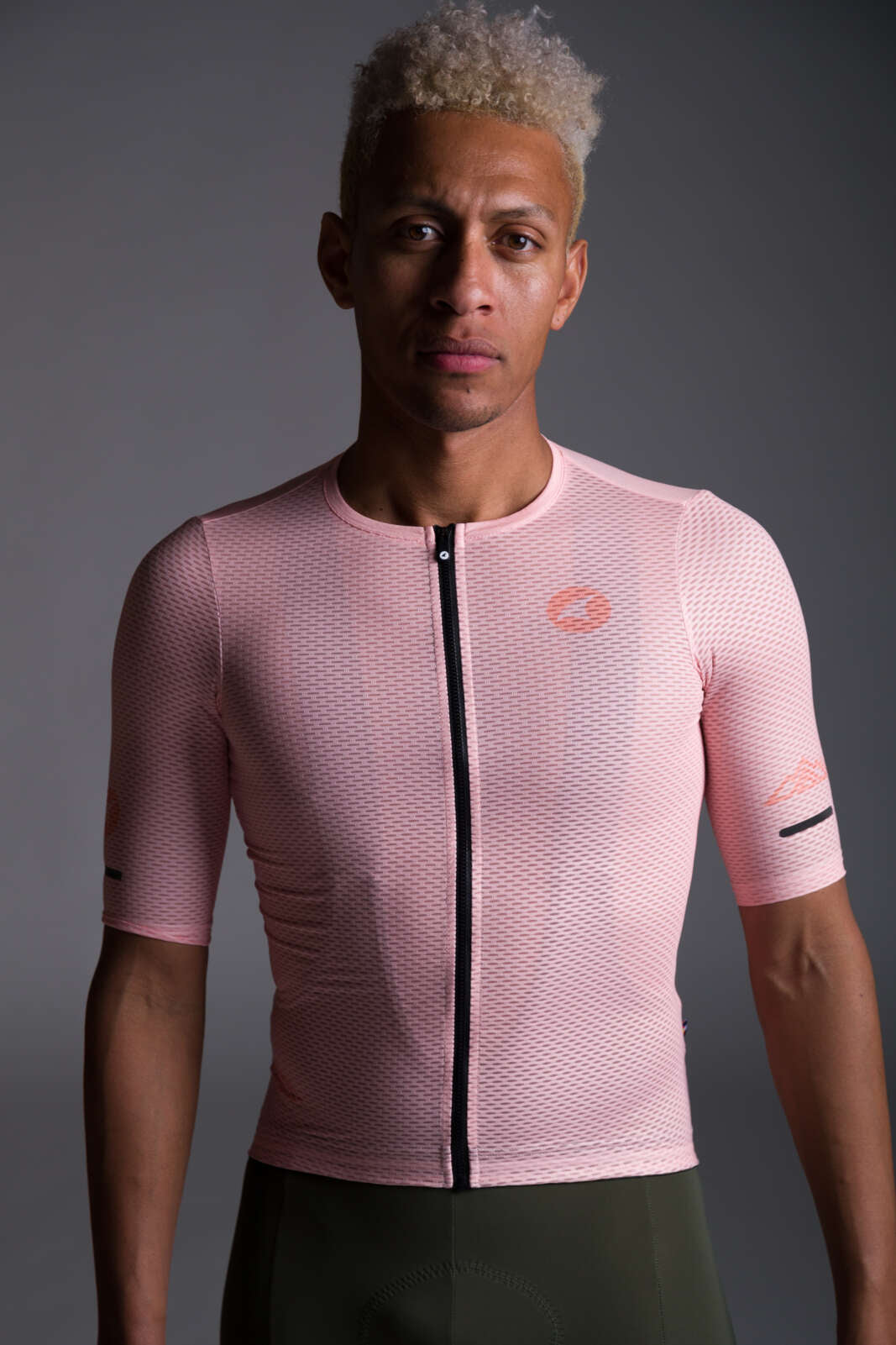 Men's Light Pink Aero Mesh Cycling Jersey - Fabric Detail