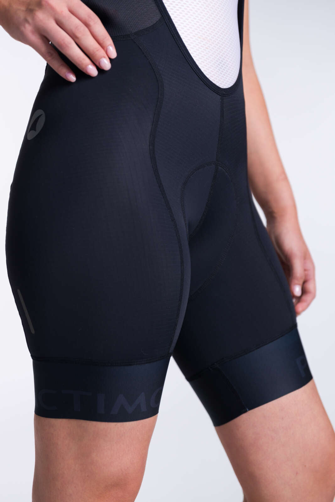 Women's Black Cycling Bib Shorts - Ascent Vector Leg Band