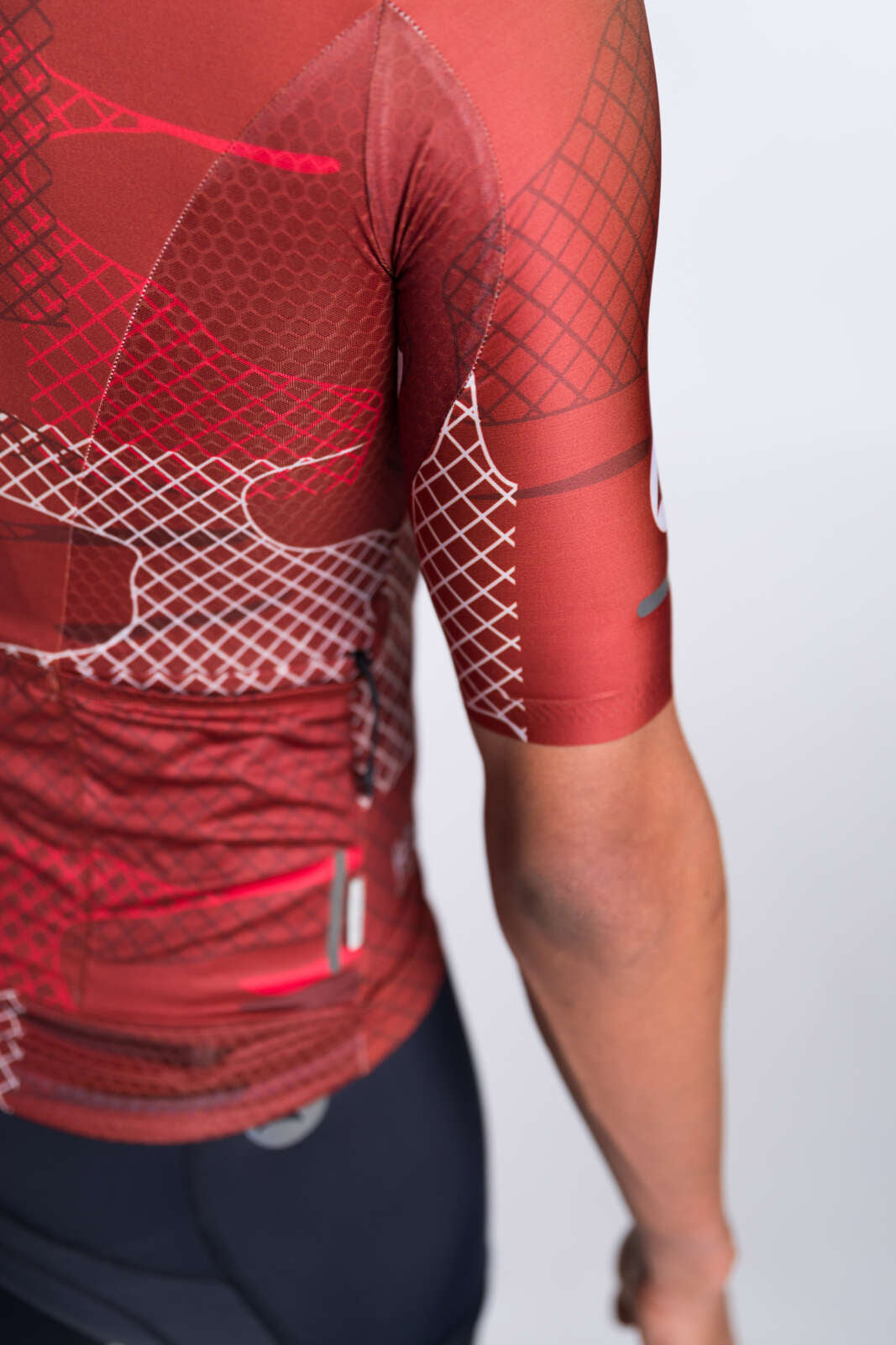 Men's Red Aero Cycling Jersey - Range Sleeve Detail