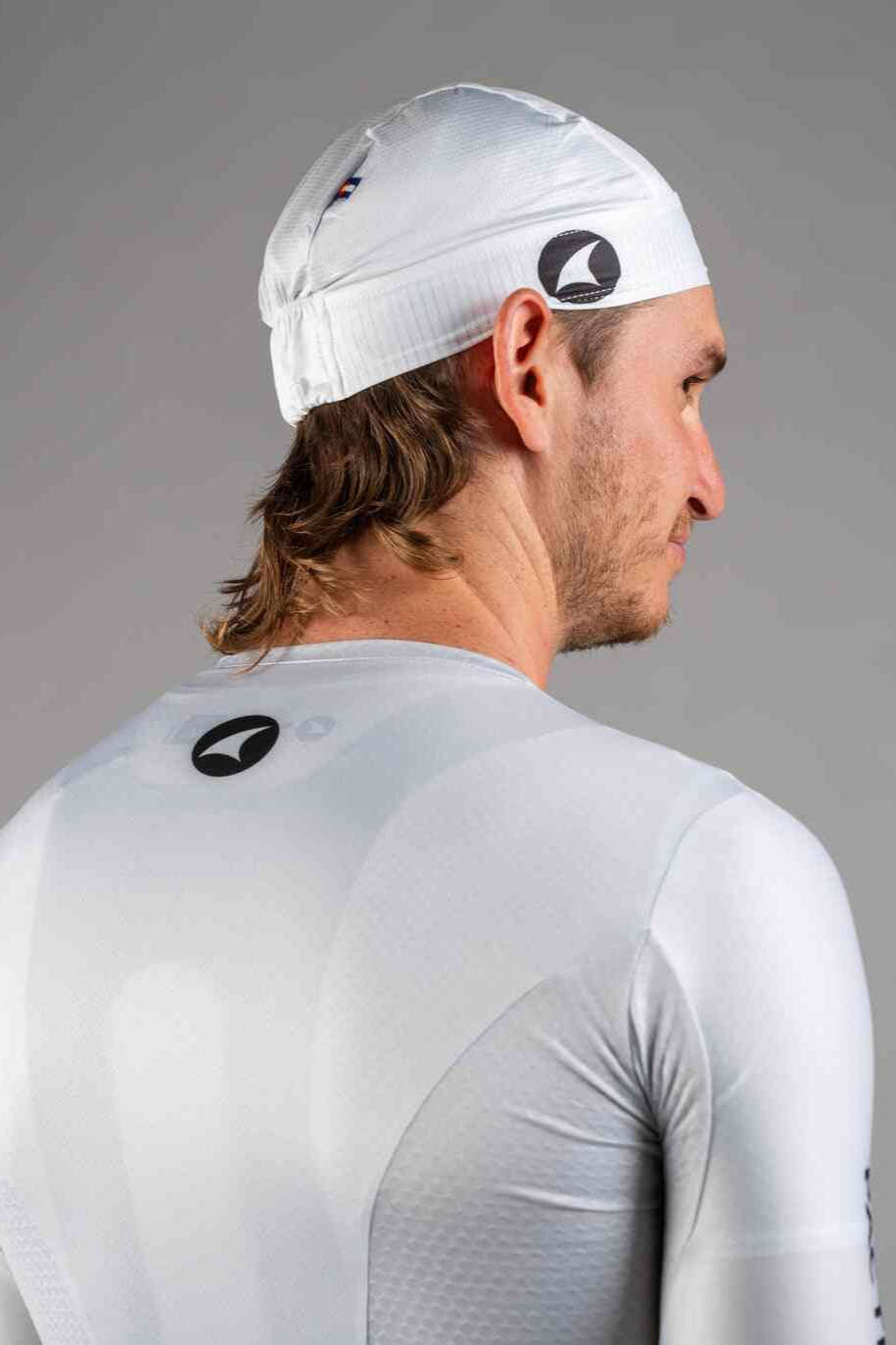 White Cycling Skull Cap - Back View