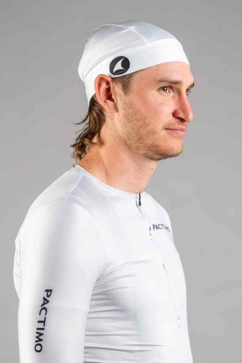 White Cycling Skull Cap - Side View