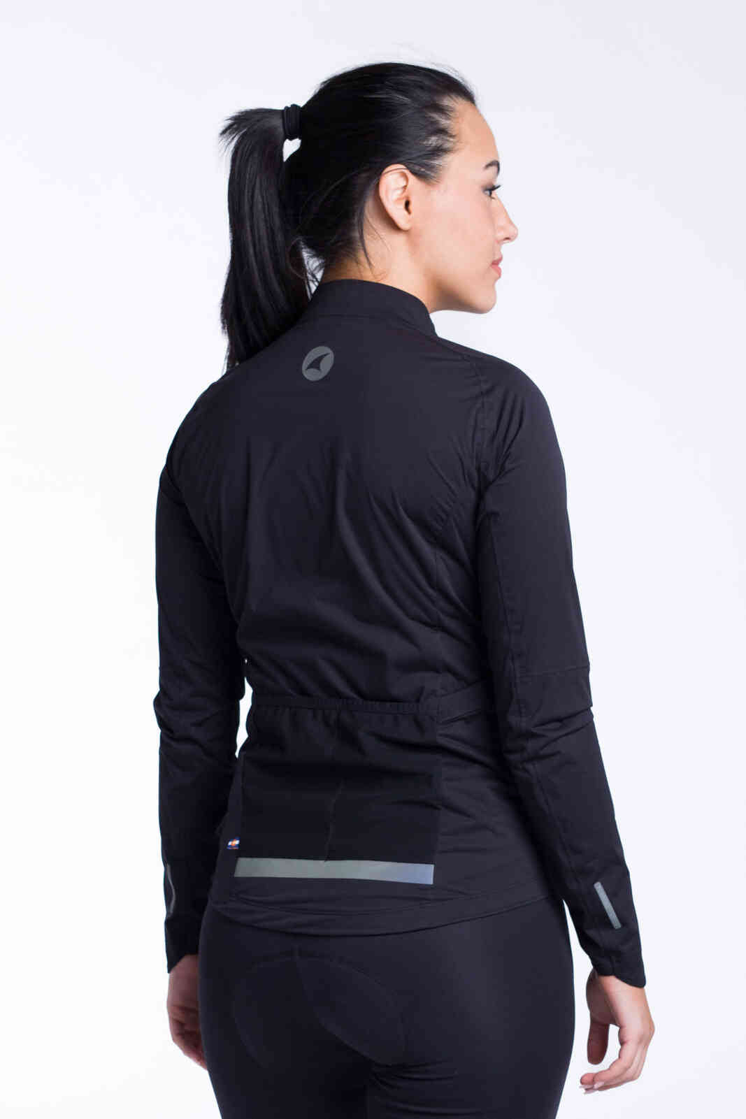 Women's Black Waterproof Cycling Rain Jacket - Back View