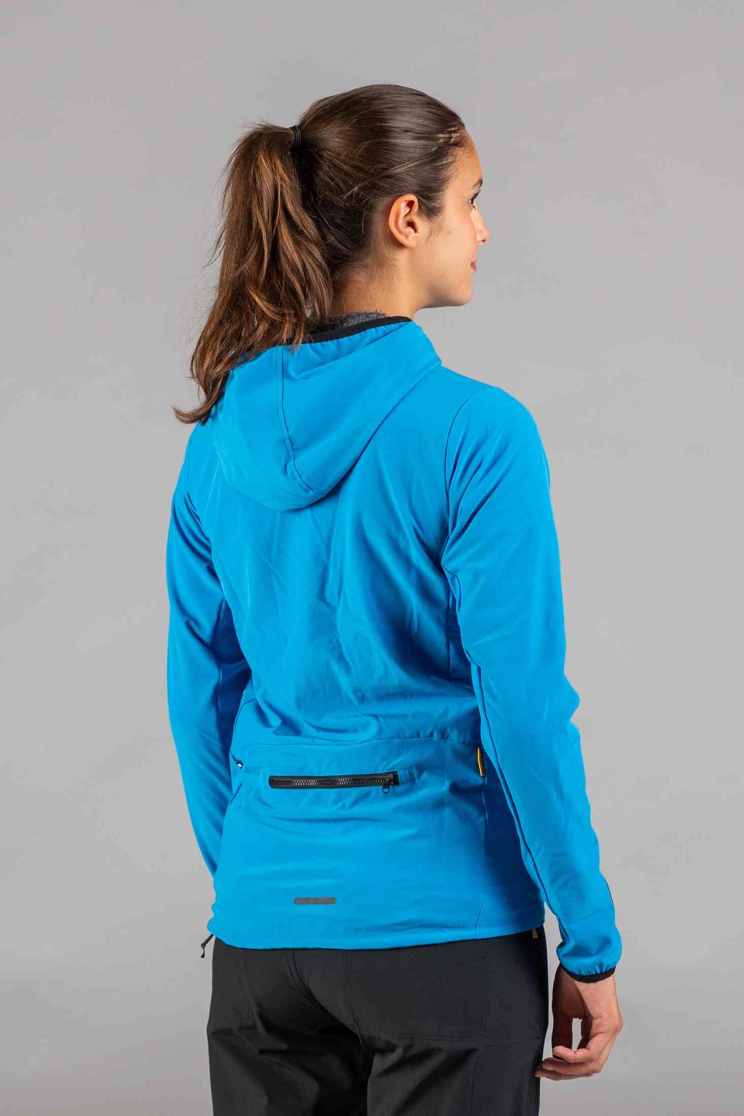 Women's Blue Insulated Cycling Jacket - Back View