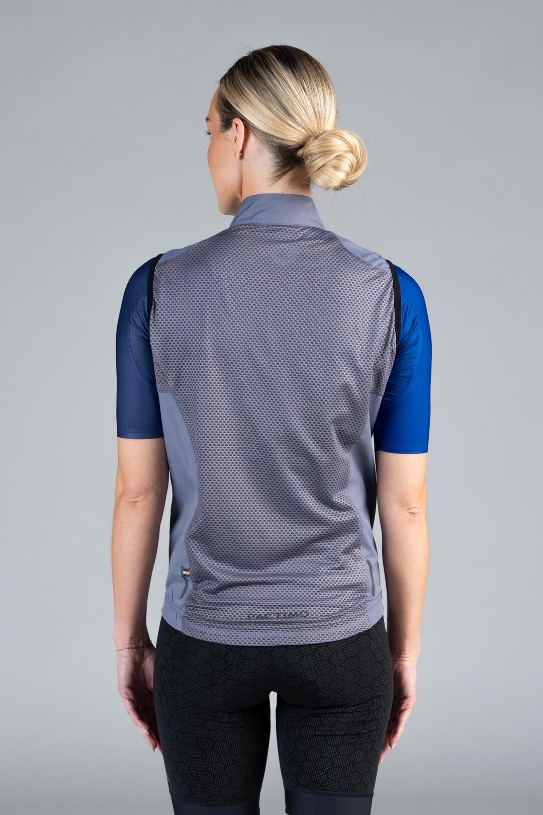Women's Grey Cycling Wind Vest - Back View