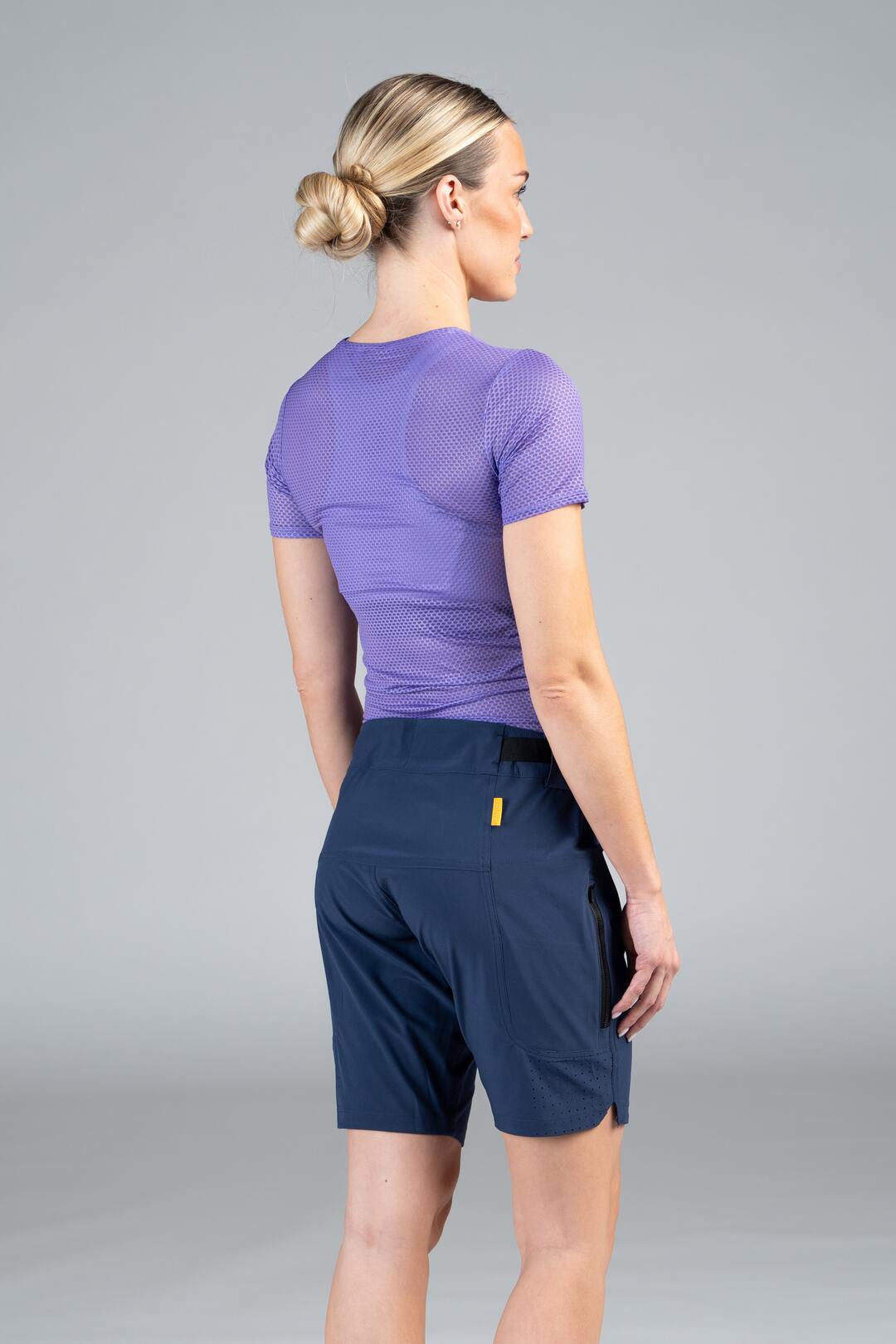 Women's Navy Blue Mountain Bike Shorts - Back View
