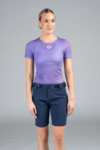 Women's Navy Blue Mountain Bike Shorts - Front View