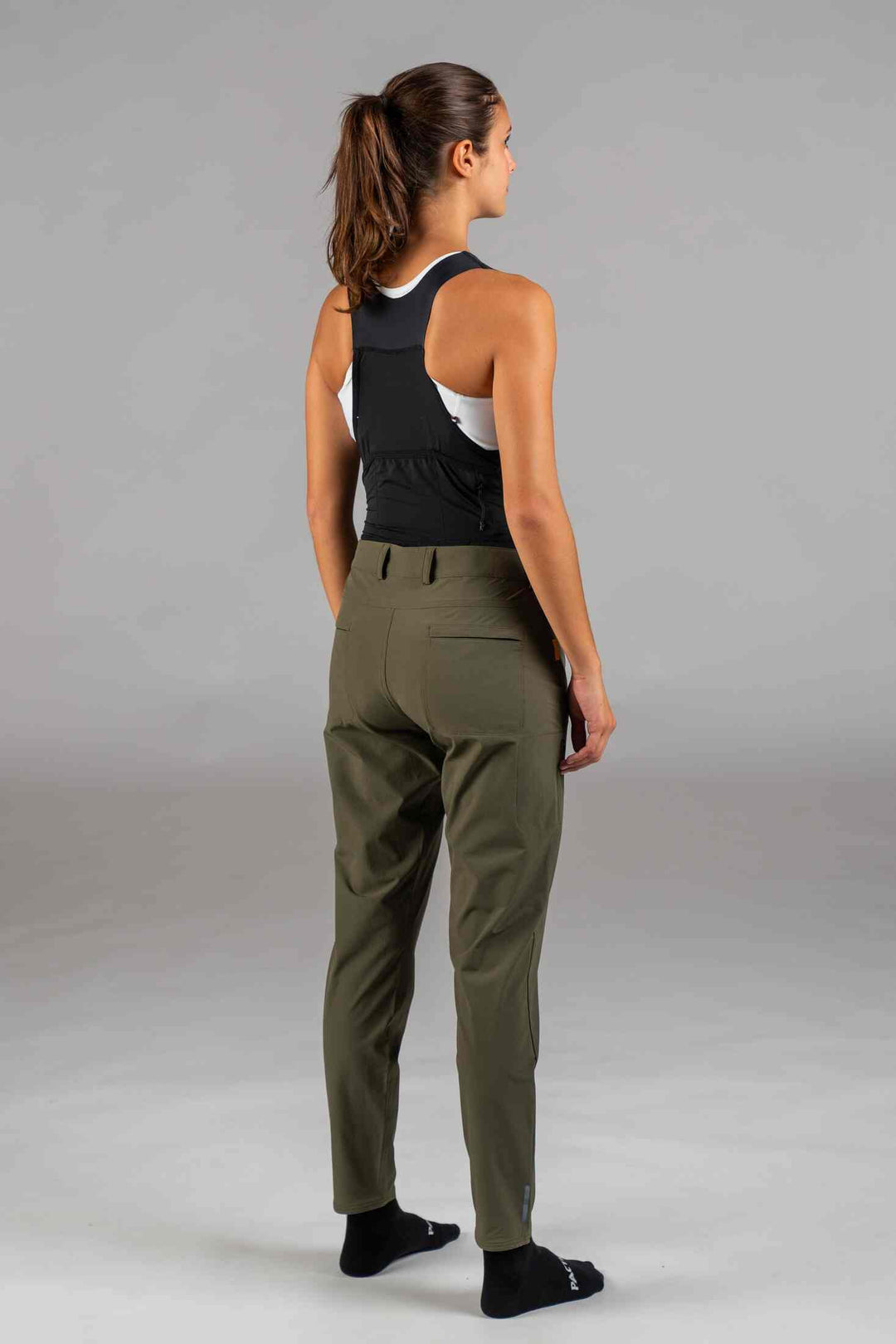 Women's Olive Green Mountain Bike Pants - Back View