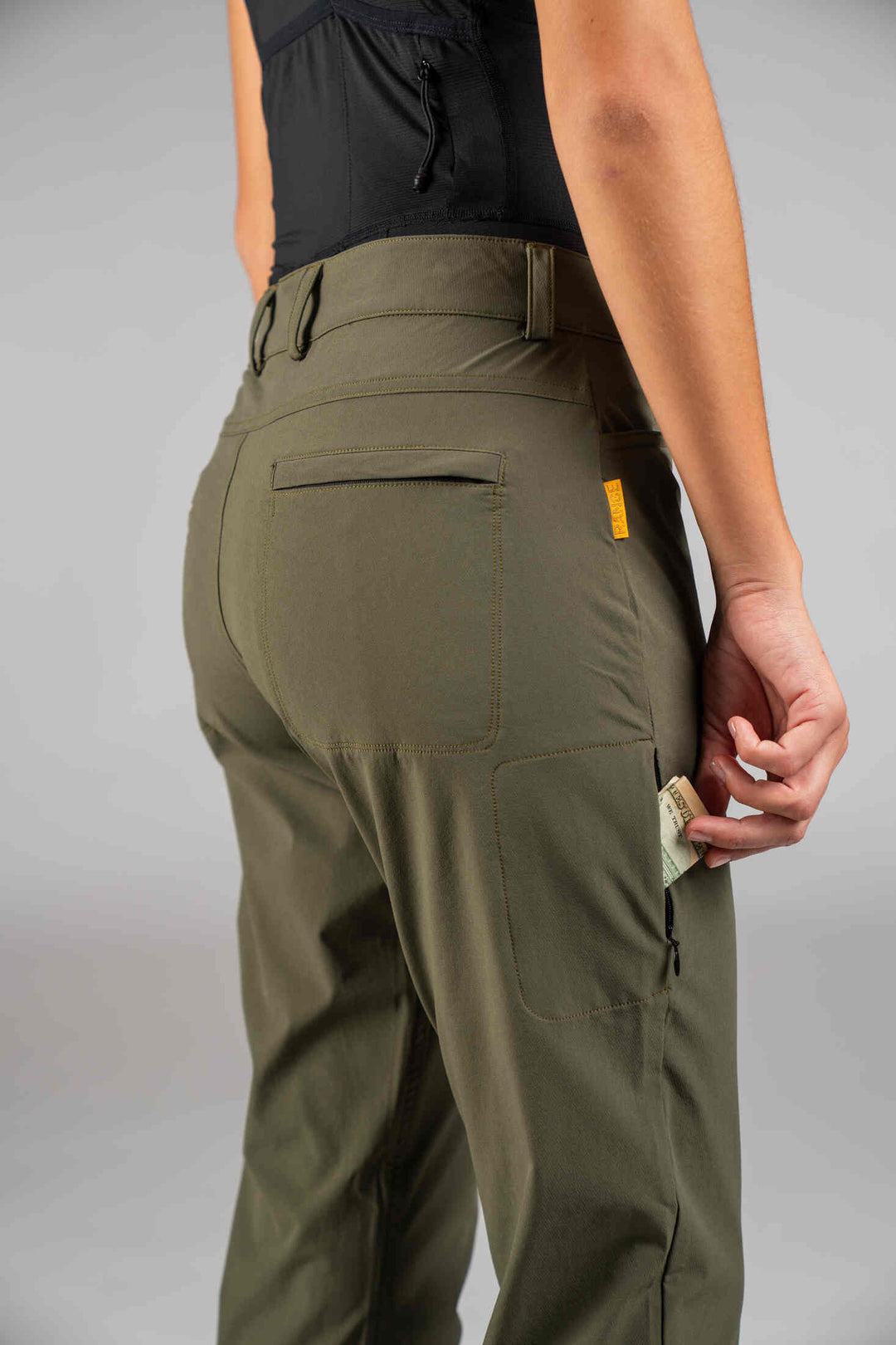 Women's Olive Green Mountain Bike Pants - Side Pocket