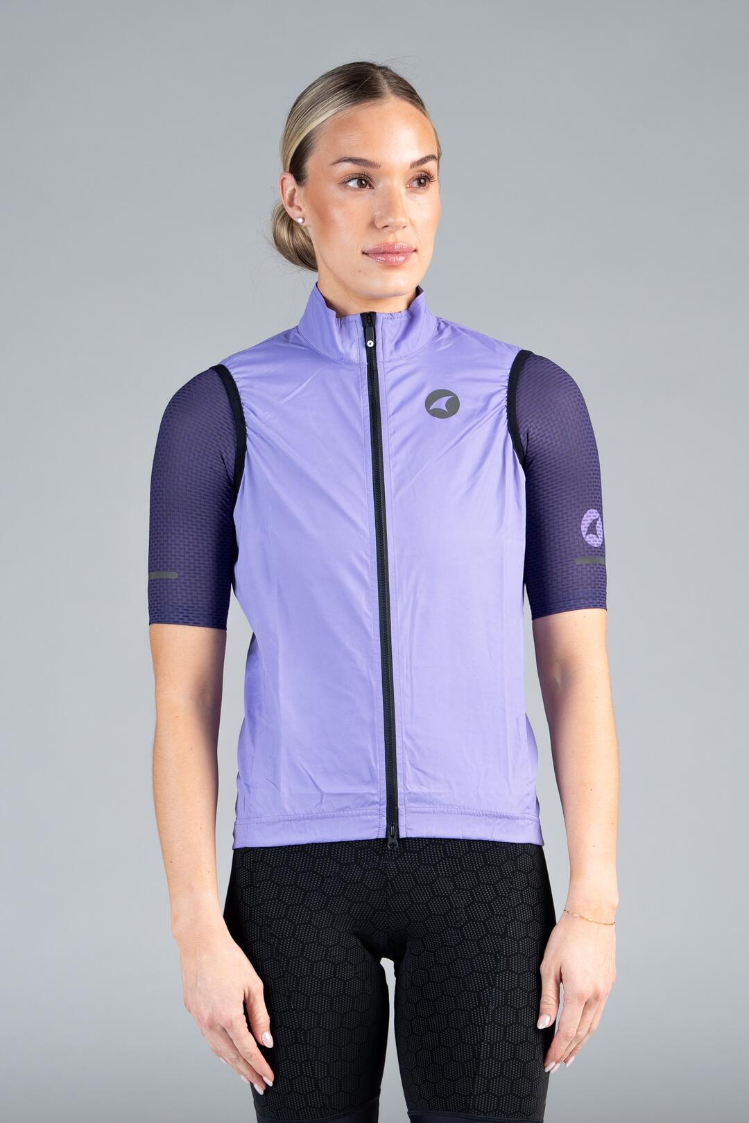 Women's Purple Cycling Wind Vest - Front View