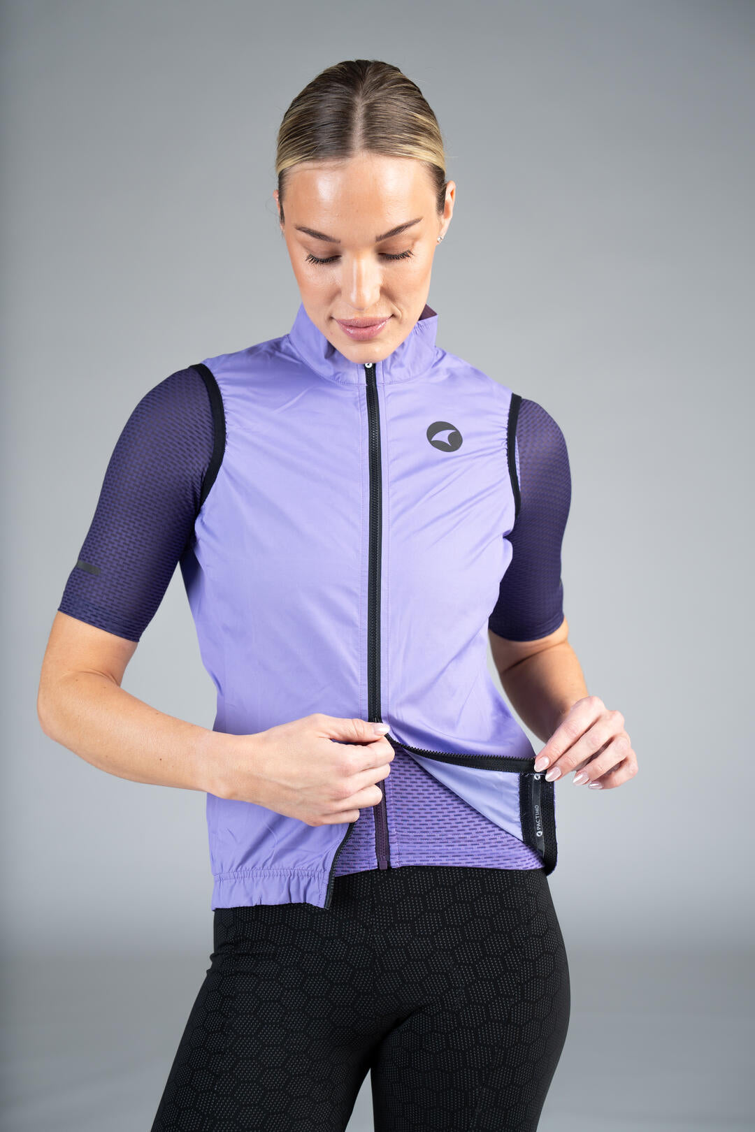 Women's Purple Cycling Wind Vest - Two-Way Zipper
