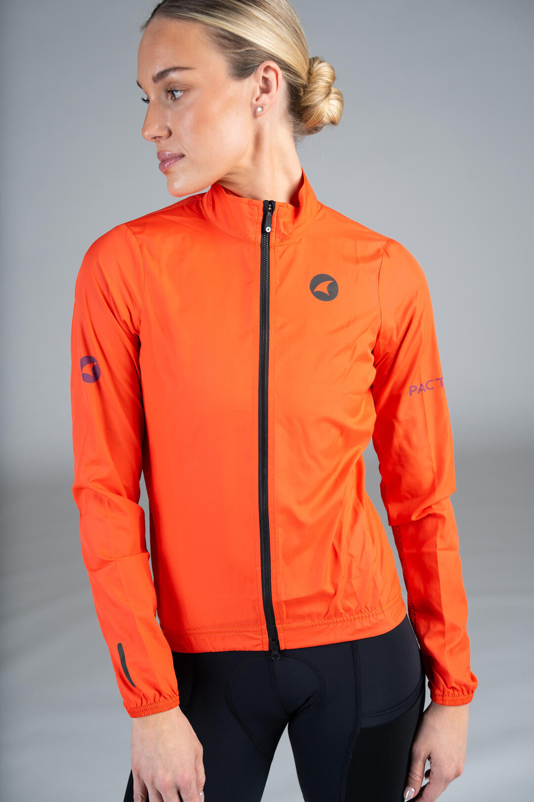 Women's Red Cycling Wind Jacket - Front Close-Up