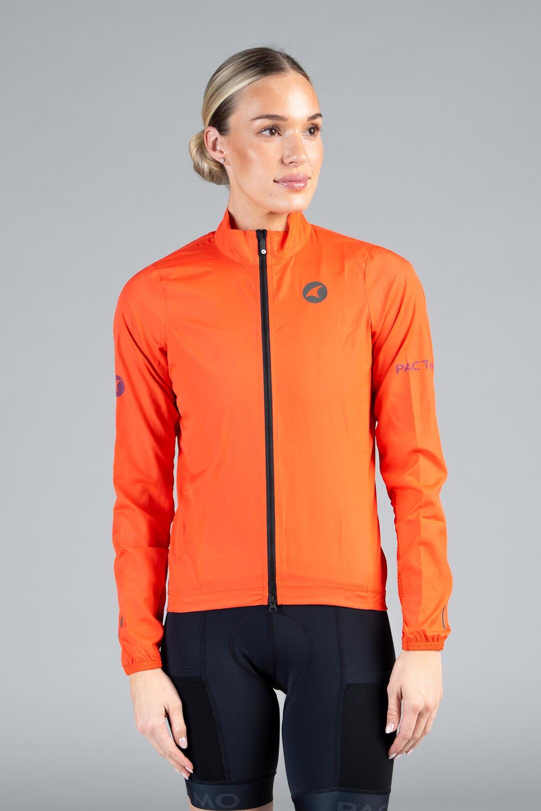 Women's Red Cycling Wind Jacket - Front View