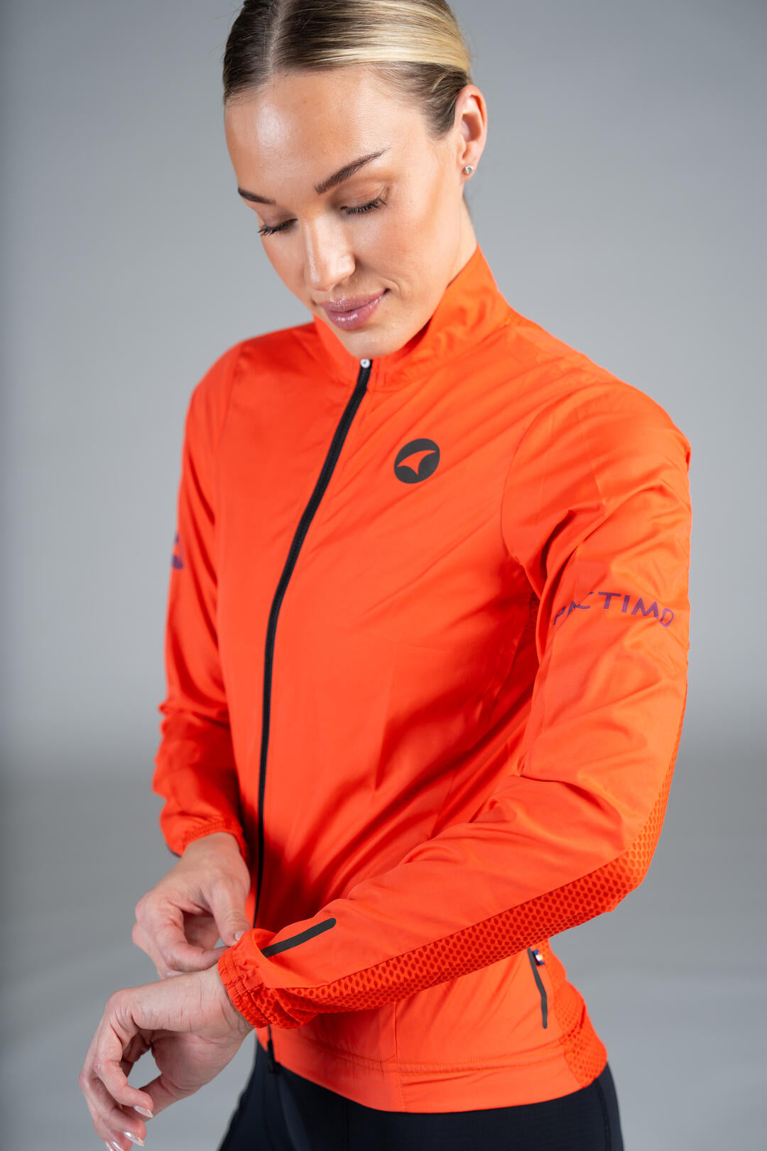 Women's Red Cycling Wind Jacket - Sleeve