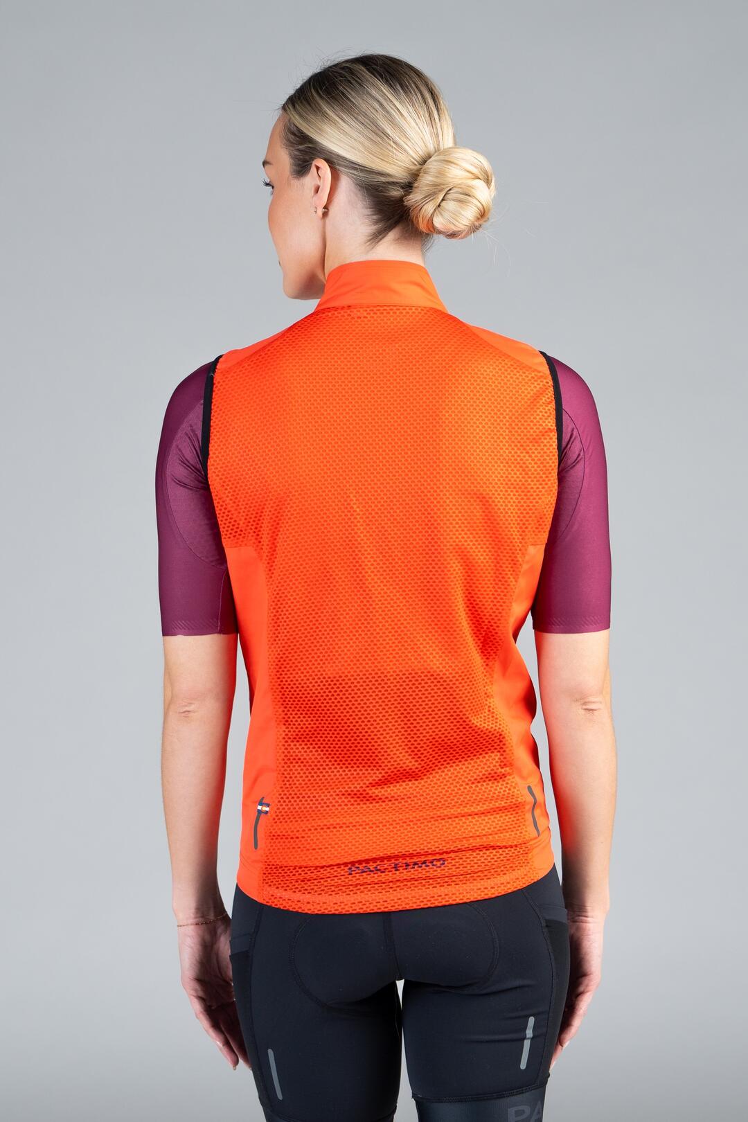 Women's Red Cycling Wind Vest - Back View