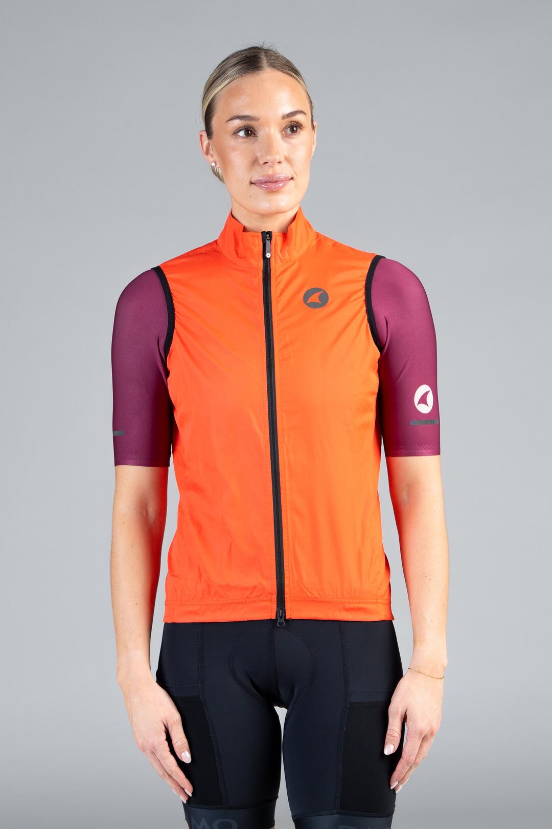 Women's Red Cycling Wind Vest - Front View