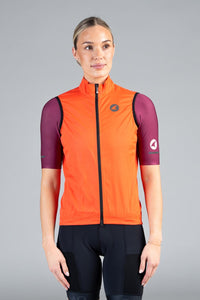 Women's Red Cycling Wind Vest - Front View