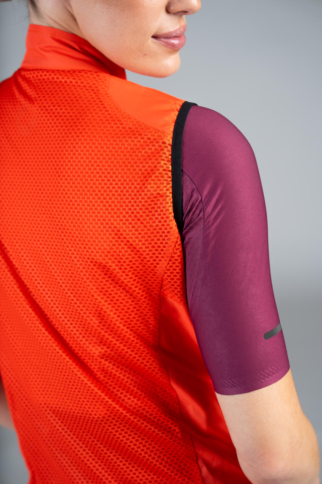 Women's Red Cycling Wind Vest - Mesh