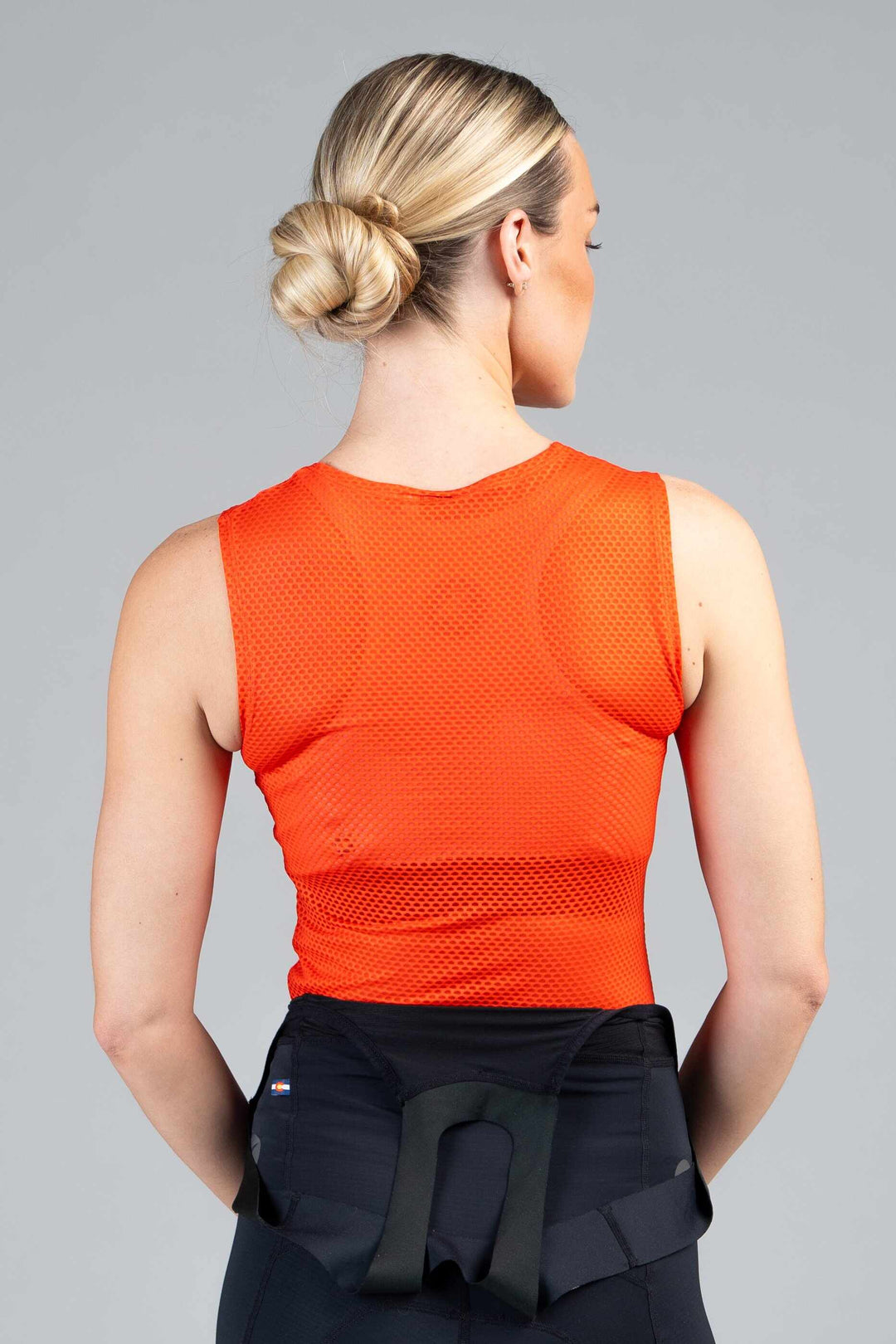 Women's Red Mesh Sleeveless Cycling Base Layer - Back View