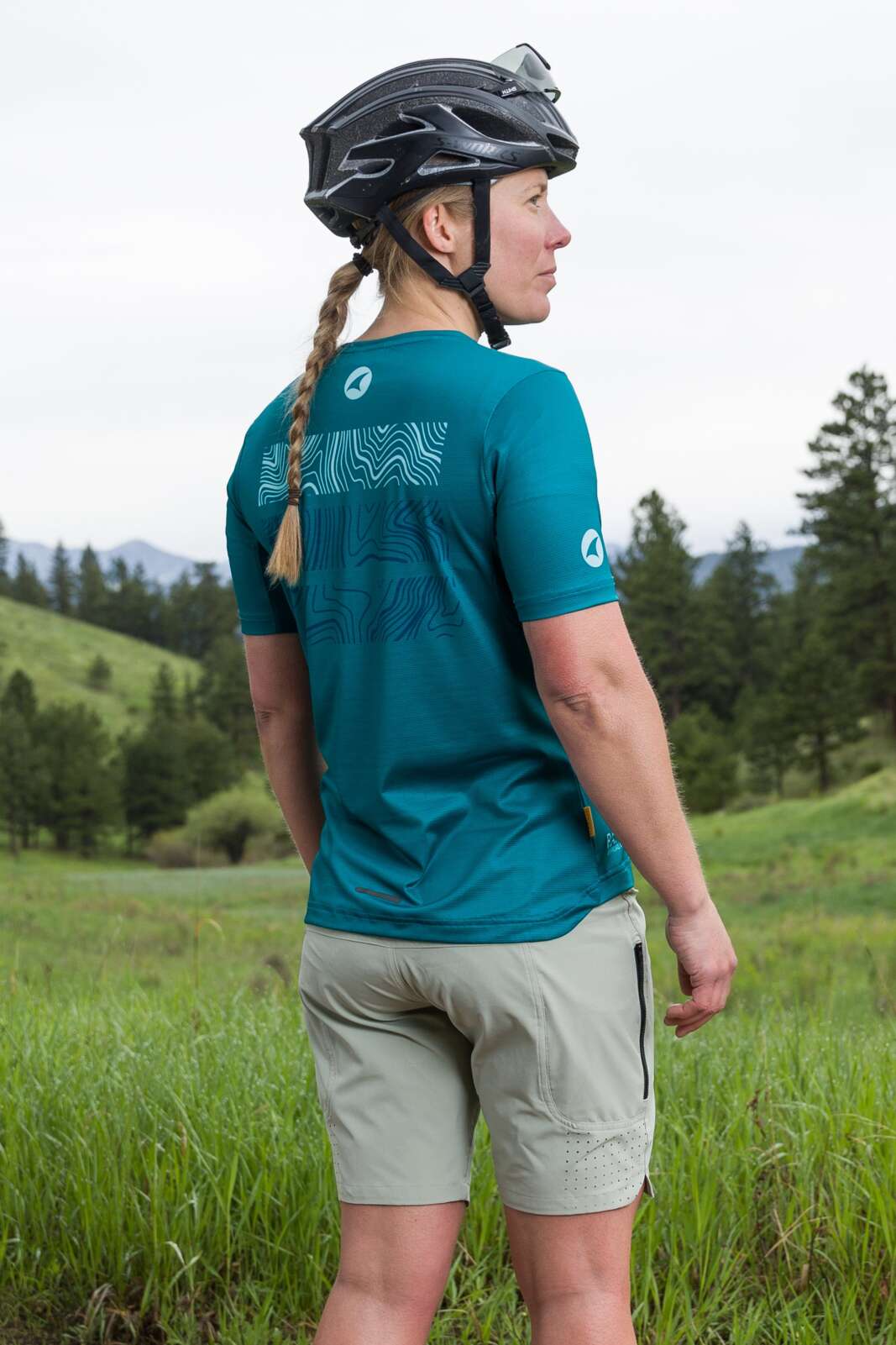 Women's Lightweight Sage Green Mountain Bike Shorts - Back View