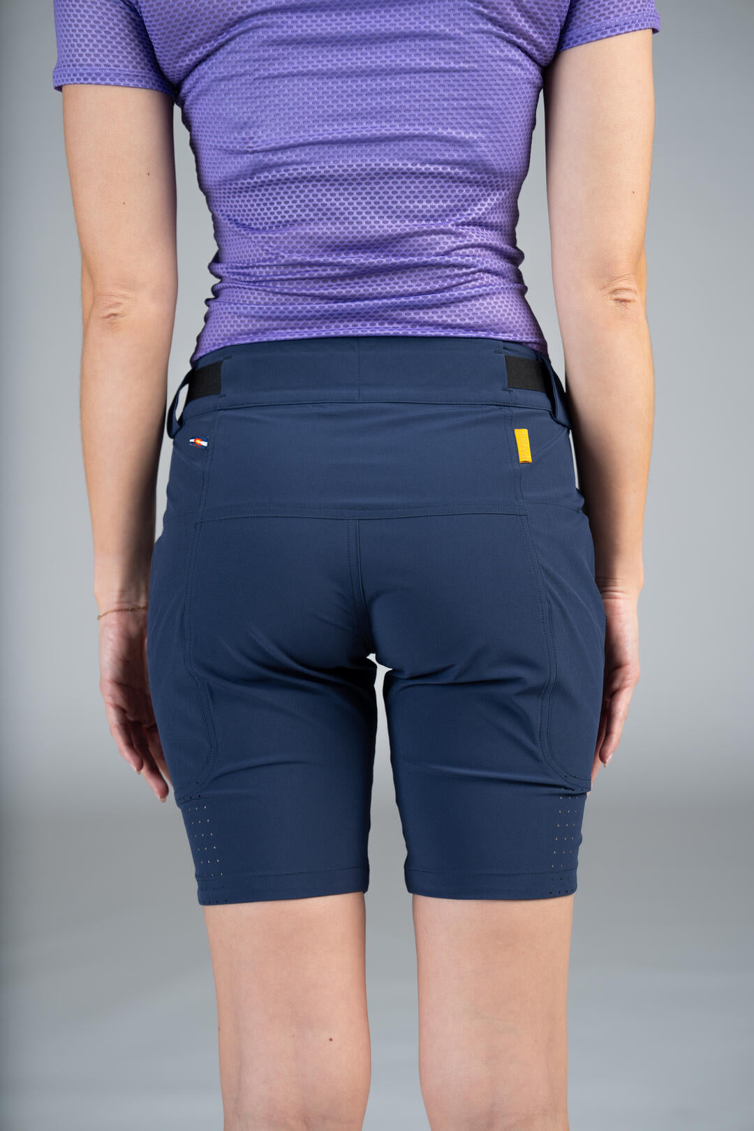 Women's Navy Blue Mountain Bike Shorts - Back Close-U
