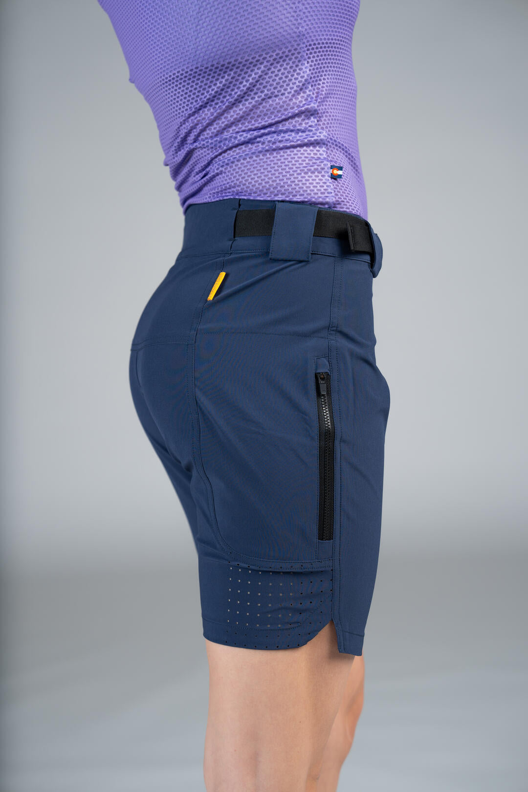 Women's Navy Blue Mountain Bike Shorts - Right Side