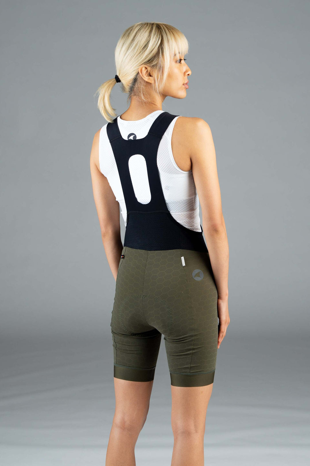 Women's Olive Green 12-Hour Cycling Bibs - Back View