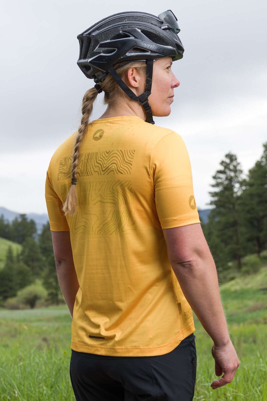 Women's Orange Mountain Bike Jerseys - Back Side View