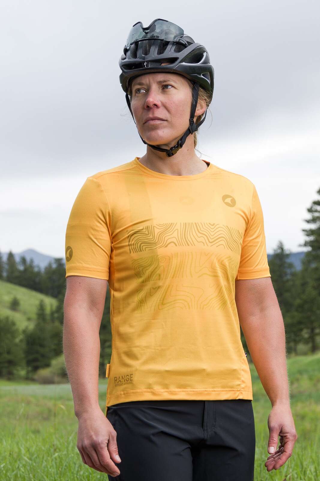 Women's Orange Mountain Bike Jerseys - Front View