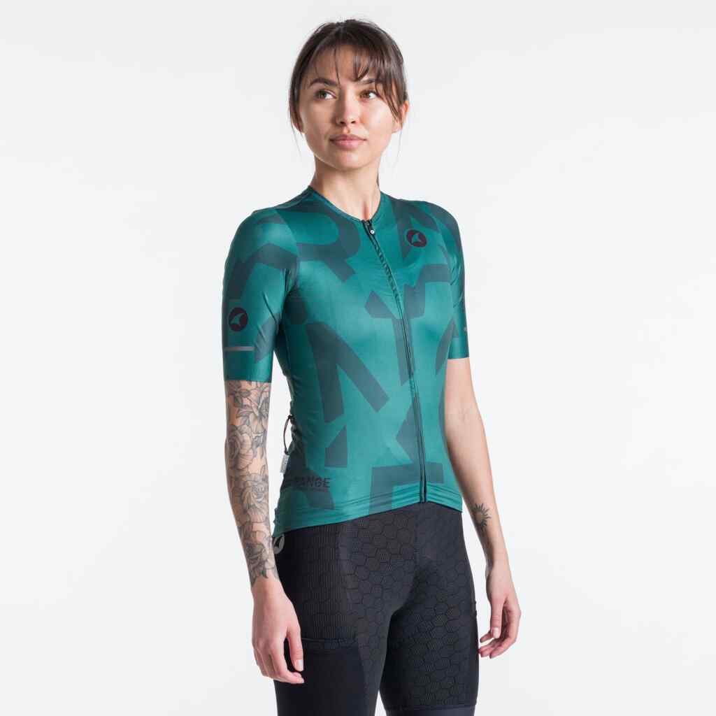 Women's Forest Green Aero Cargo Cycling Jersey - Front View