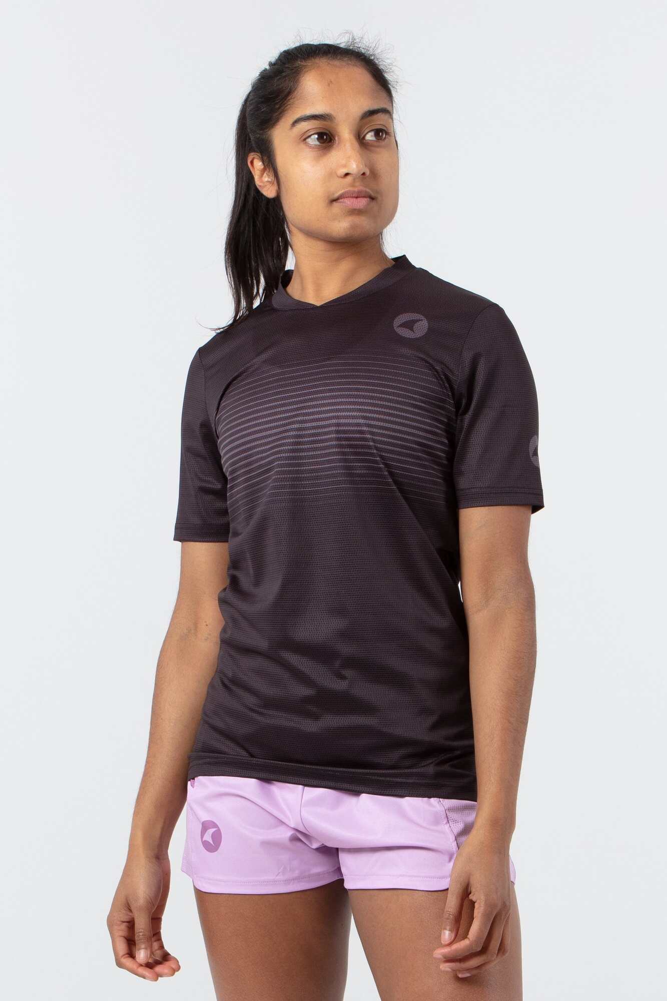 Women's Black Running Tee - Front View