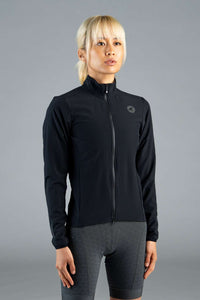Women's Black Thermal Cycling Jacket - Front View