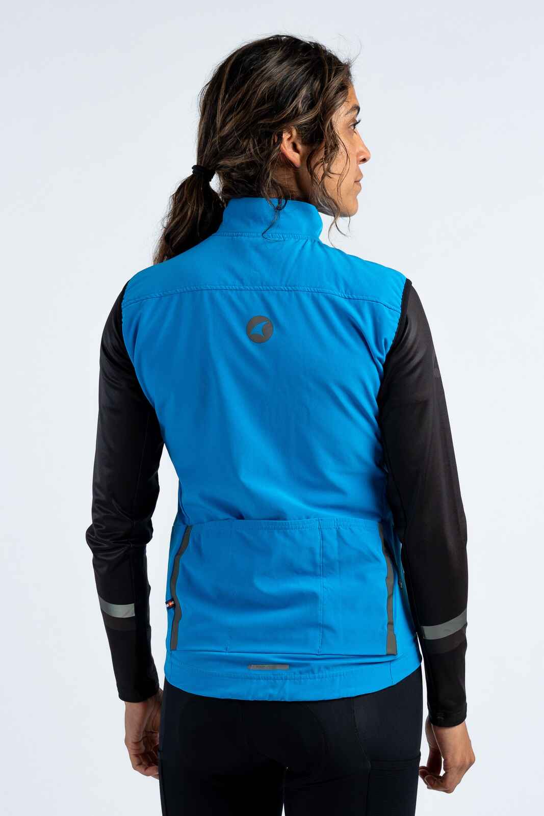 Women's Blue Thermal Cycling Vest - Alpine Back View