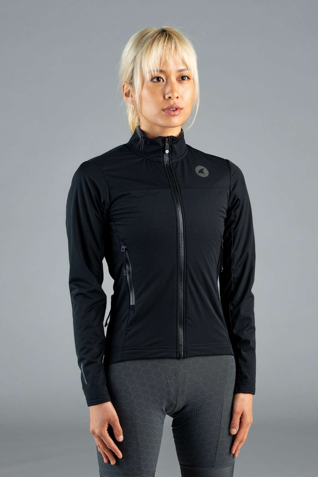 Women's Black Winter Cycling Jacket - Front View