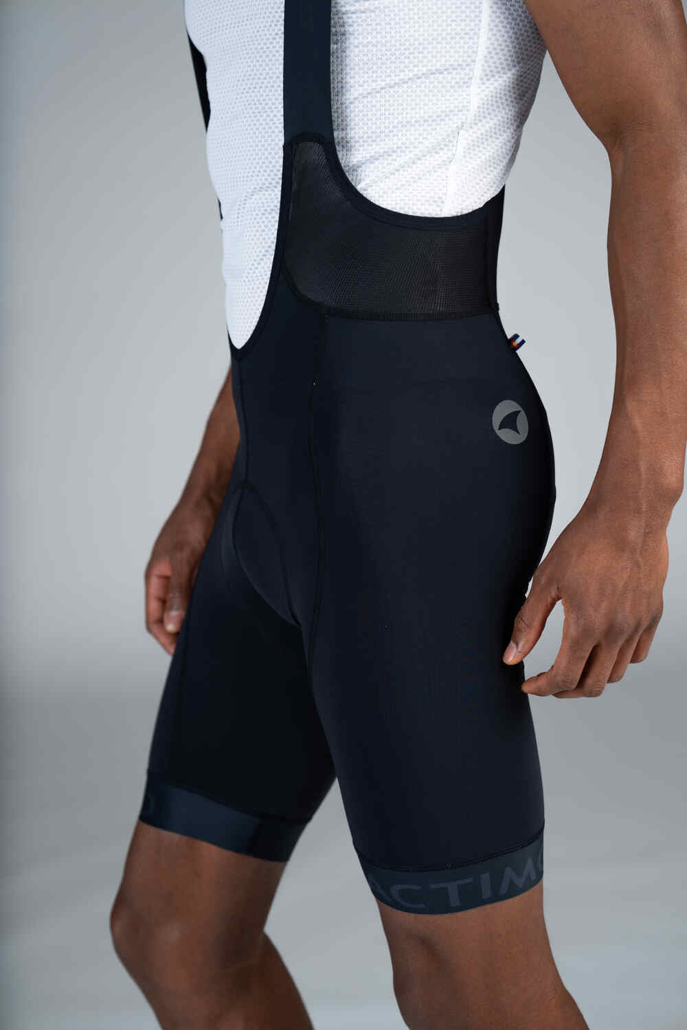 Men's Black Cycling Bibs - Ascent Vector Left Side