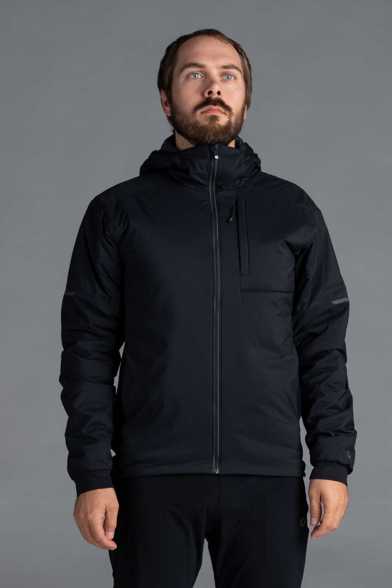 Men's Black Winter Insulated Cycling Jacket - Front View